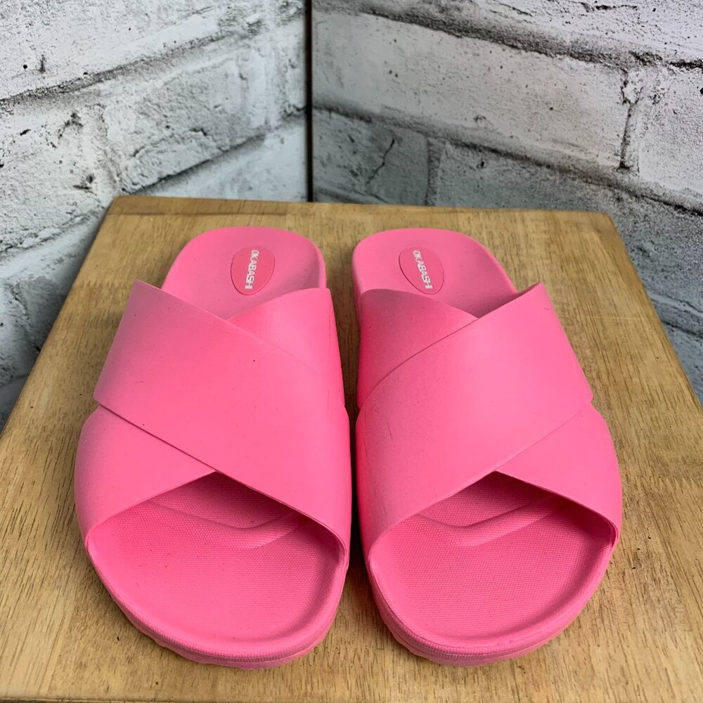 Okabashi Maddox Crossband Slide Sandals Pink Slip On Waterproof Shoes